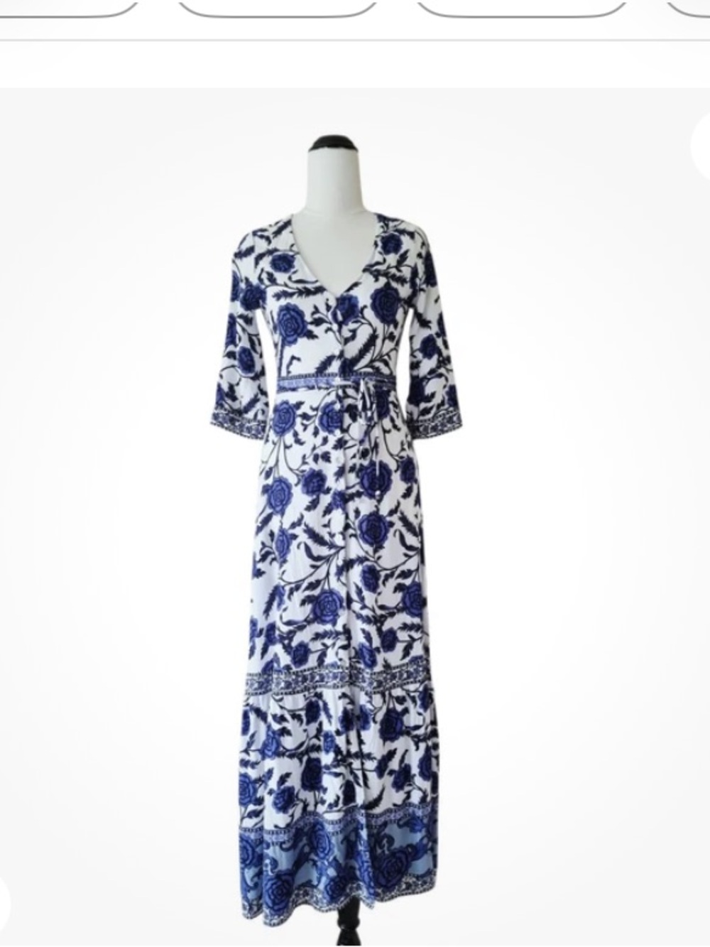 Arnhem Carolina Rose Porcelain Blue Maxi Dress, Size AU12/US8